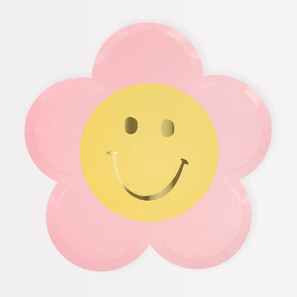 Happy Face Flower Plates (x 8)