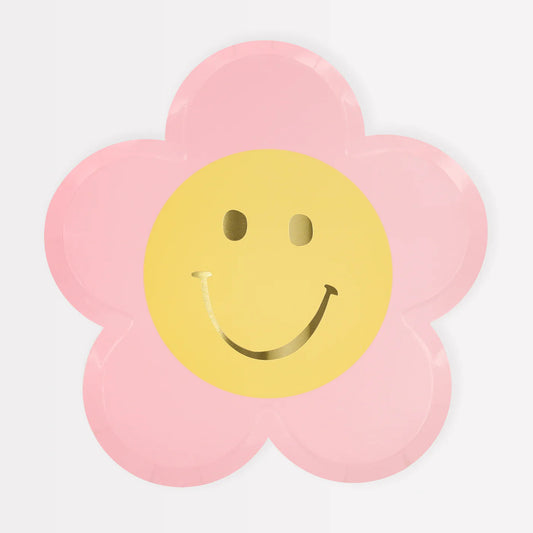 Happy Face Flower Plates (x 8)