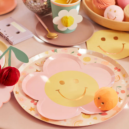 Happy Face Flower Plates (x 8)