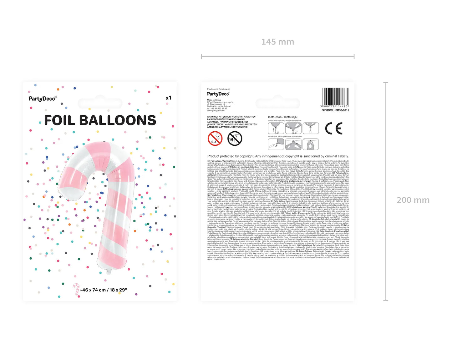 Foil Balloon Candy Cane