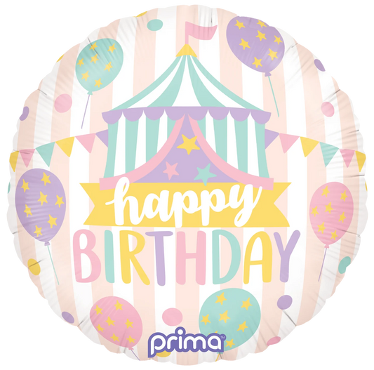 18” Round Birthday Pastel Circus