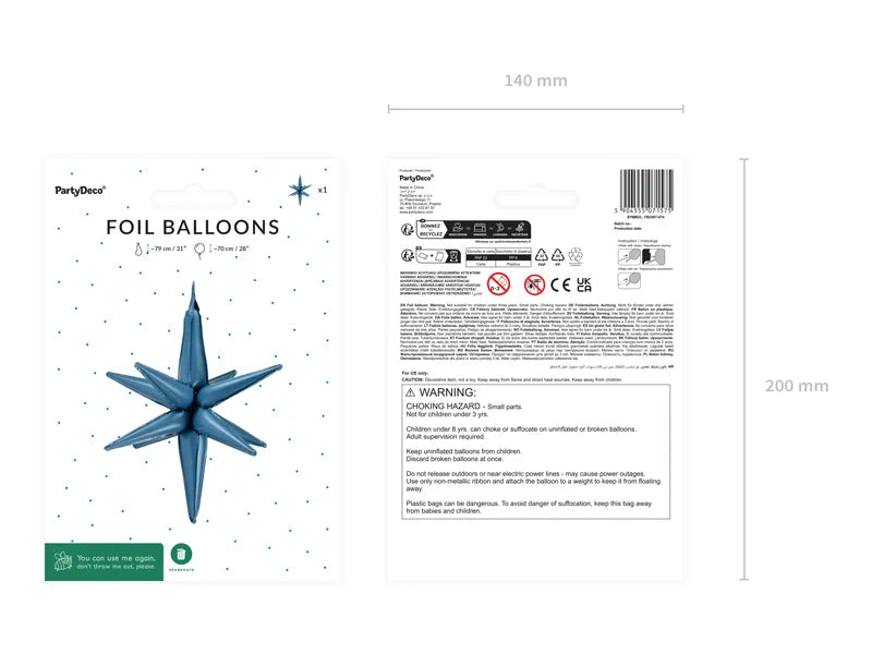 3D Foil Balloon Star Navy Blue