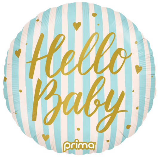 18” Round Hello Baby Blue Stripes