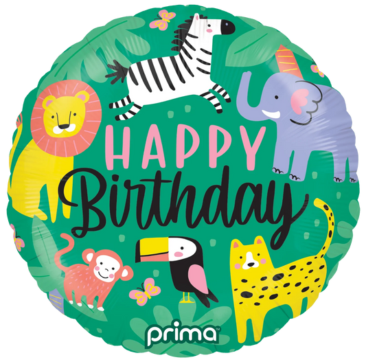 18” Round Happy Birthday Jungle