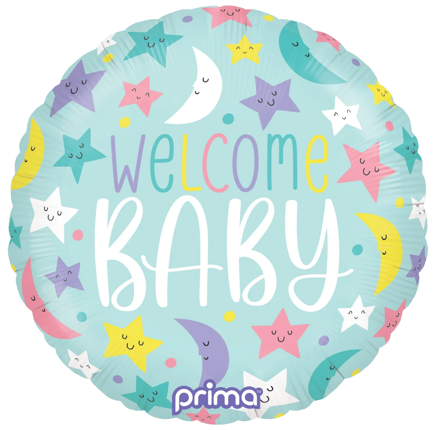 18” Round Welcome Baby Moons & Stars
