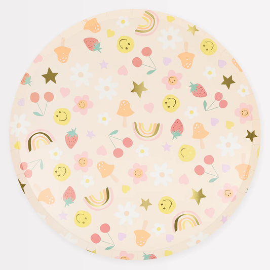 Happy Face Icons Dinner Plates (x 8)