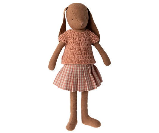 Bunny size 3, Chocolate brown, Knitted shirt and skirt