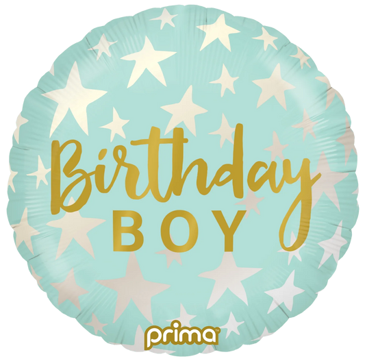 18” Round Birthday Boy Stars