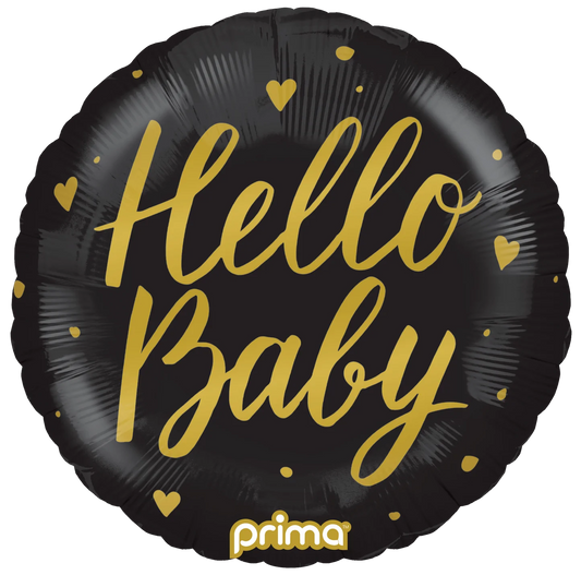 18” Round Hello Baby Black