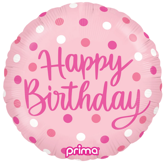 18” Round Birthday Pink Dots