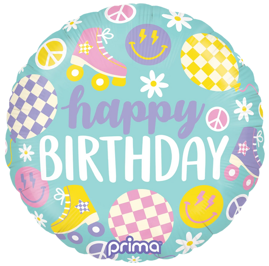18" Round Retro Skates Birthday