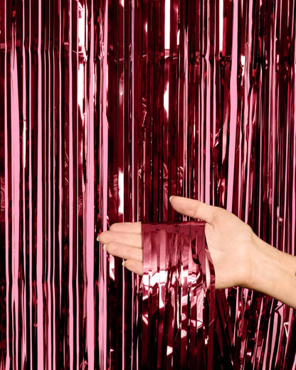 Merlot Curtain - set of 2 curtains, burgundy fringe, red