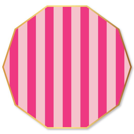LIGHT & HAUTE PINK SIGNATURE CABANA STRIPE LARGE PLATES