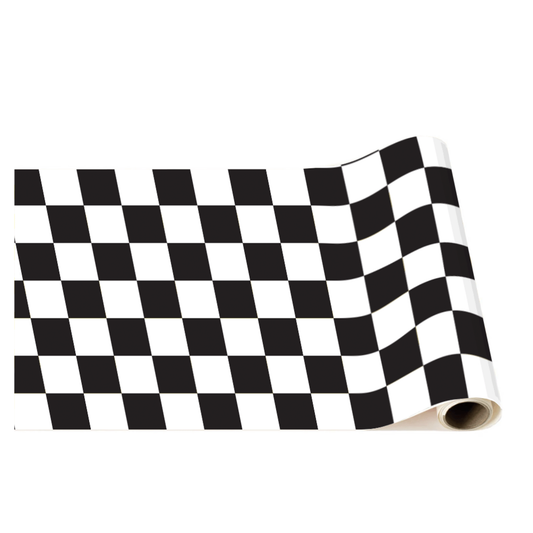BLACK & WHITE CHECKER TABLE RUNNER