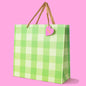 Gift Bags - Green Gingham - Assorted Sizes to Choose From