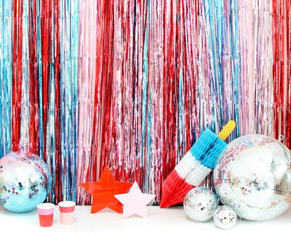 Mylar Fringe Curtain - Patriotic Pack for the 4th of July 