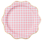 ELEGANT PETAL PINK GINGHAM DINNER PLATES
