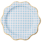 ELEGANT SKY BLUE GINGHAM DINNER PLATES