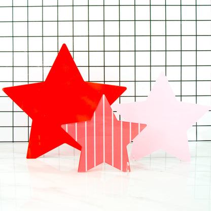 Red and pink acrylic stars decor