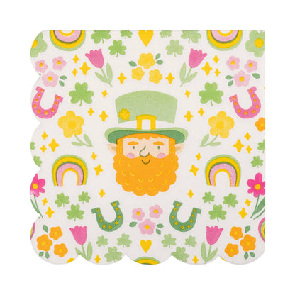 Foil Leprechaun Scatter Scallop Cocktail Napkin