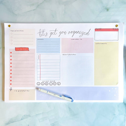 Let's Get Organized! XL Desk Notepad - 50 Pages