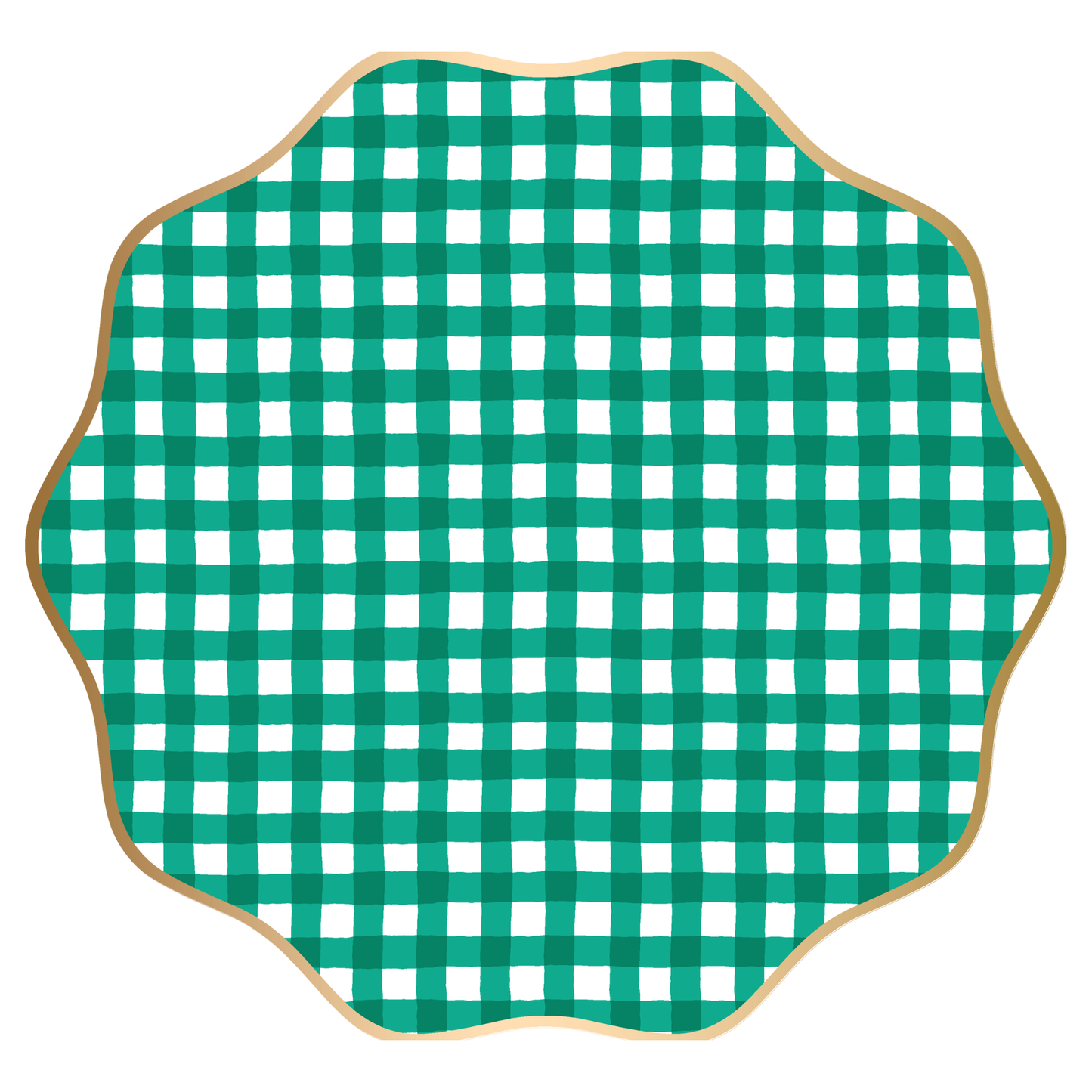 ELEGANT EMERALD GREEN GINGHAM DINNER PLATES