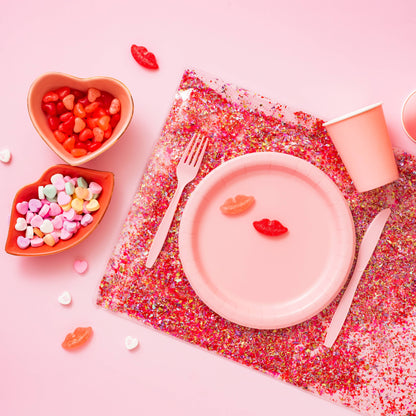 Placemat / Desk Pad - Red + Pink Confetti