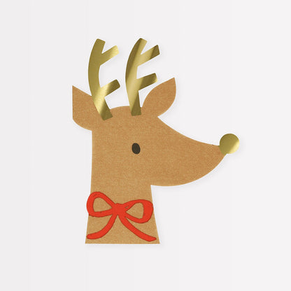 Reindeer With Red Bow Napkins (x 16)