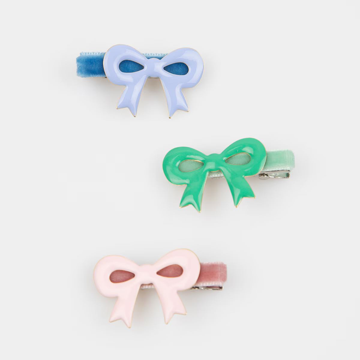 Enamel Bow Hair Clips (x 6)