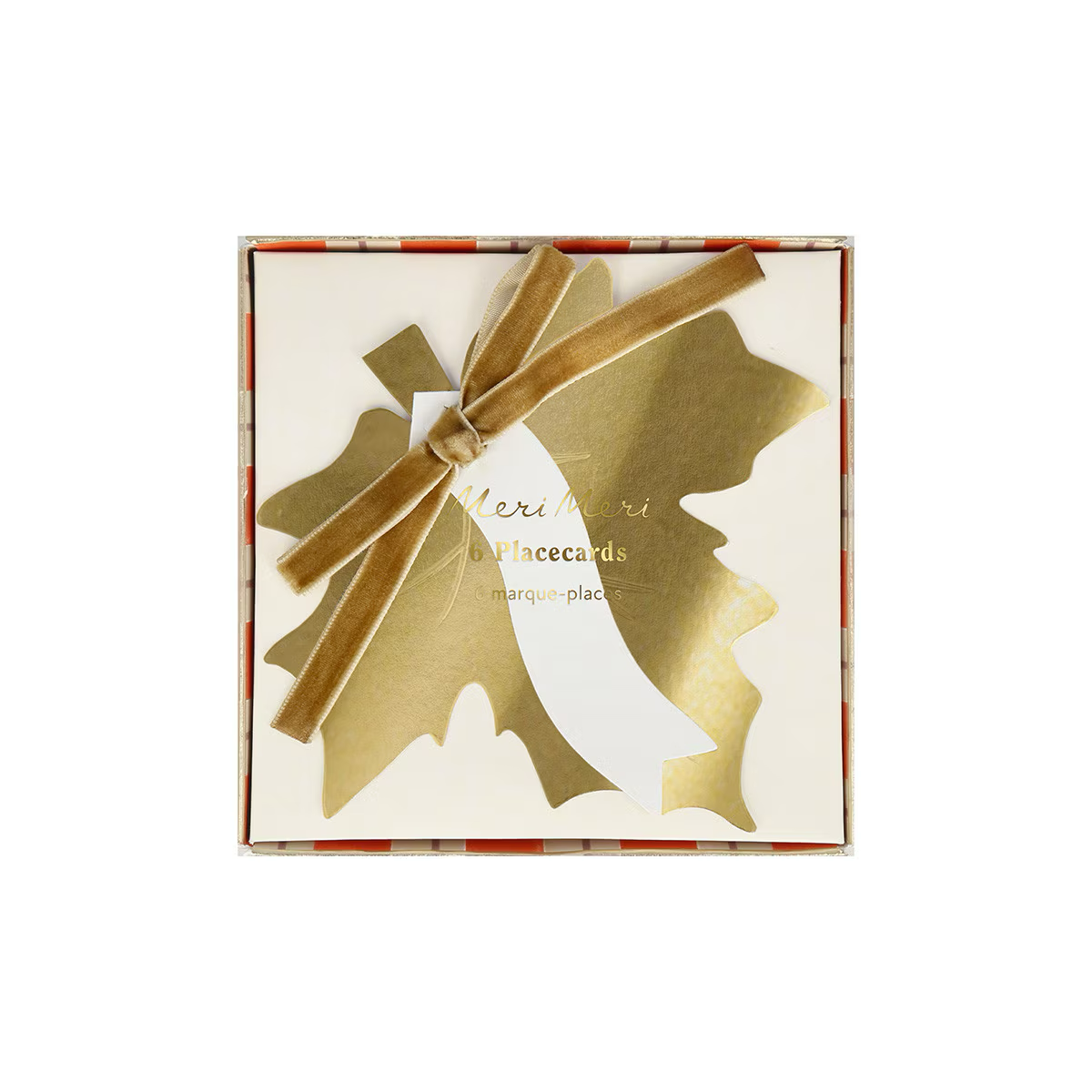 Gold Leaf Bow Place Cards (x 6)