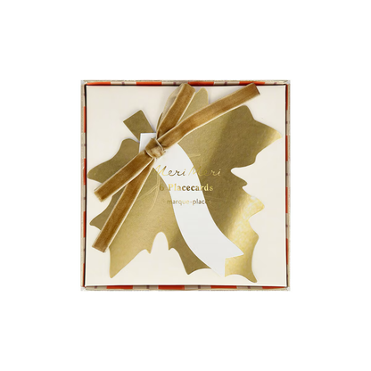 Gold Leaf Bow Place Cards (x 6)