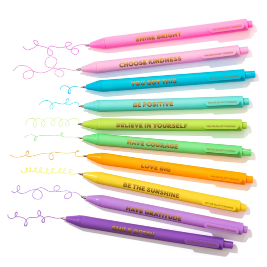 Gel Pen Set - Motivational - Asst Colors - 10 Piece Set