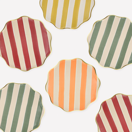 Fall Stripe Side Plates (x 8)