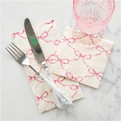 Pink Bow Lattice Guest Napkin- Pack of 16