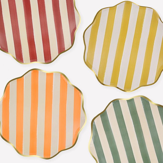 Fall Stripe Dinner Plates (x 8)