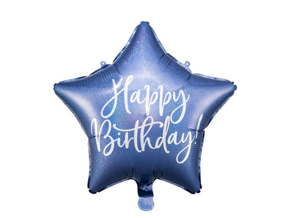 Foil Balloon, Happy Birthday Navy Blue Star