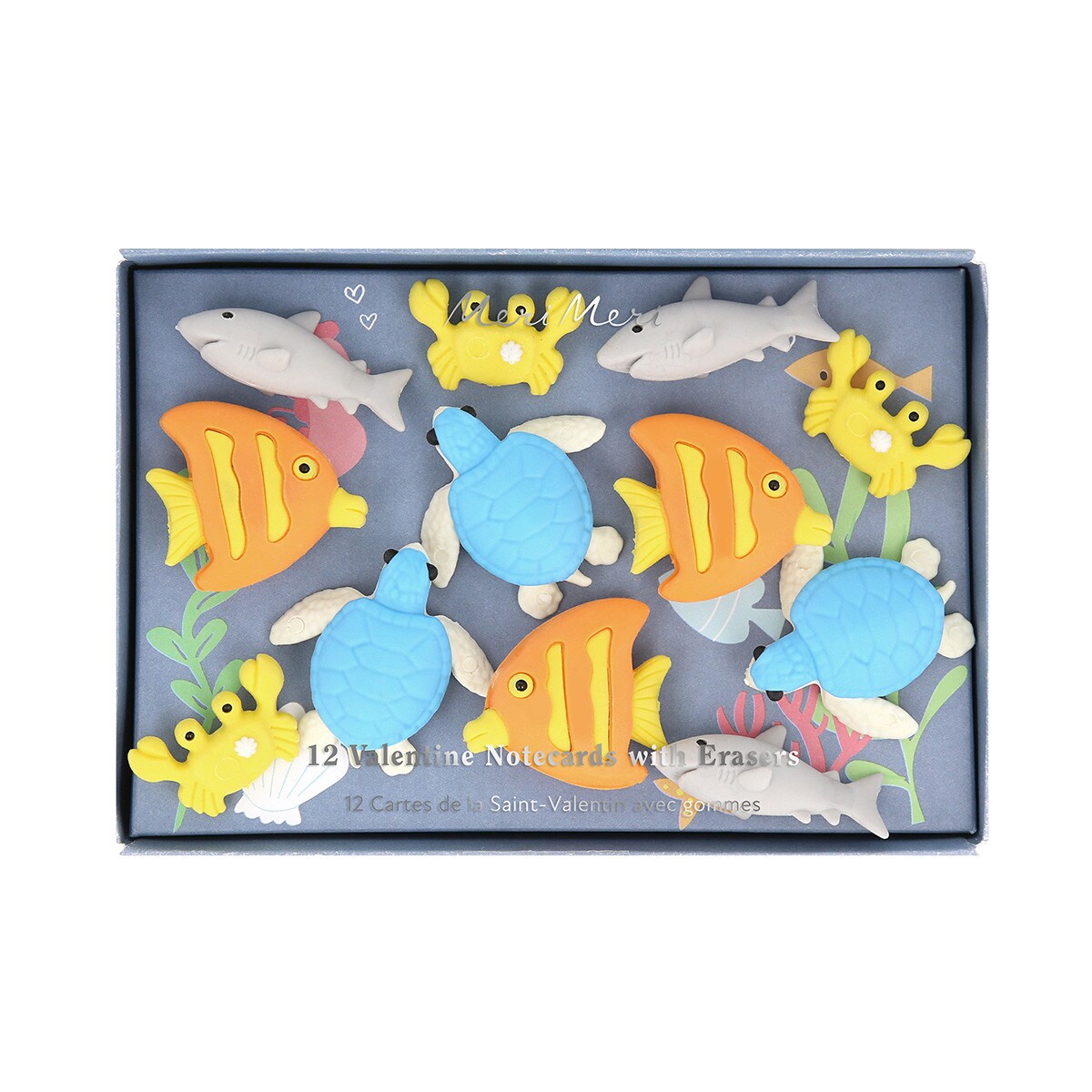 Under The Sea Kids Valentine's Cards & Erasers Set (x 12)