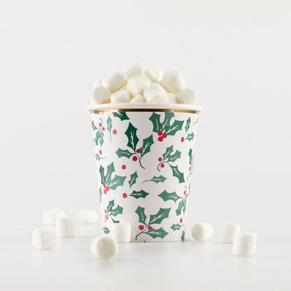 Holly Pattern Cups (x 8)