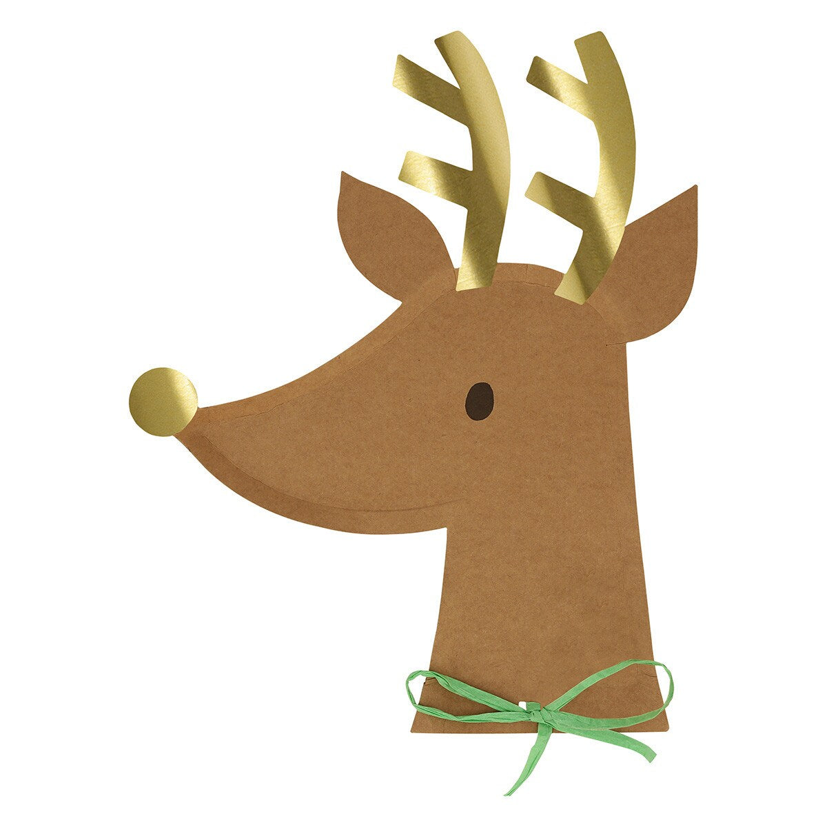 Reindeer With Raffia Bow Plates (x 8)