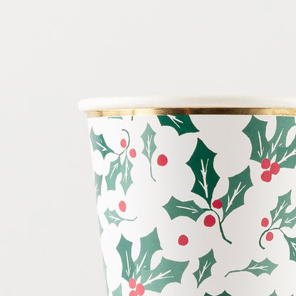 Holly Pattern Cups (x 8)