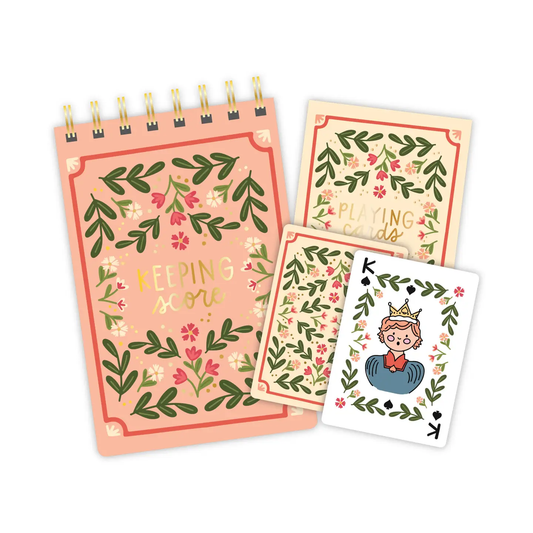 Floral Game Night Set of Playing Cards & Notebook