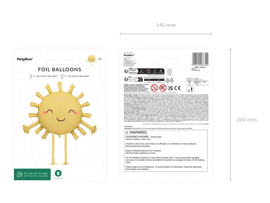 Foil Balloon Yellow Sun (91X77CM)