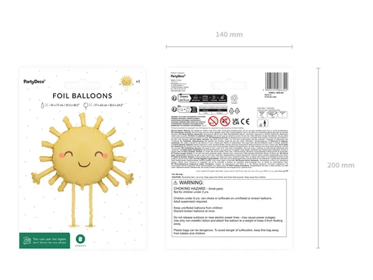 Foil Balloon Yellow Sun (91X77CM)