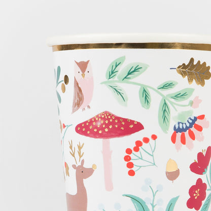 Winter Woodland Cups (x 8)