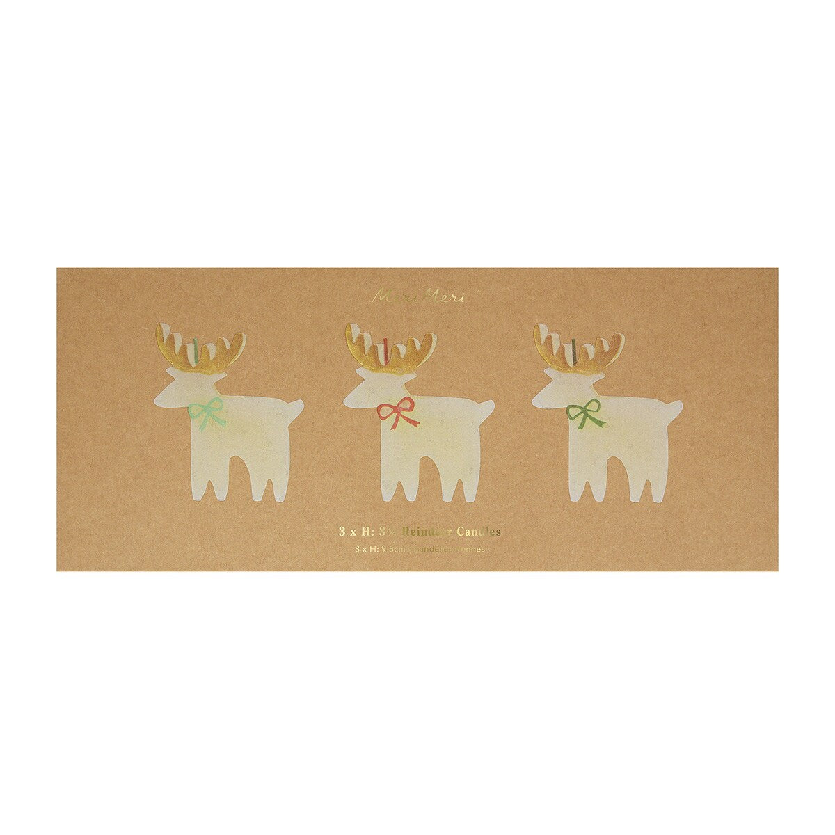 Reindeer With Bow Candles (x 3)