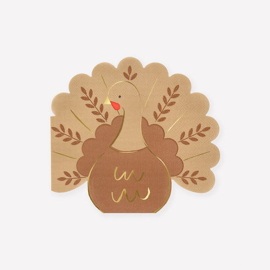Folk Turkey Napkins (x 16)