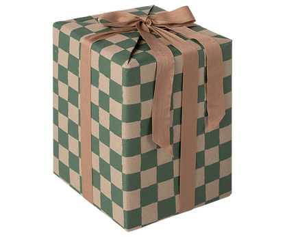Gift wrap, 10 m - Checker - Green