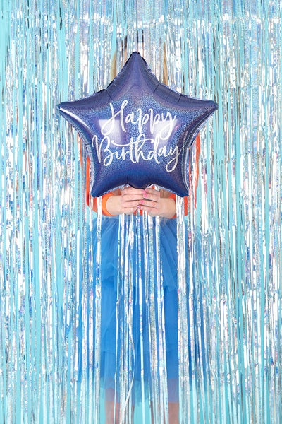 Foil Balloon, Happy Birthday Navy Blue Star