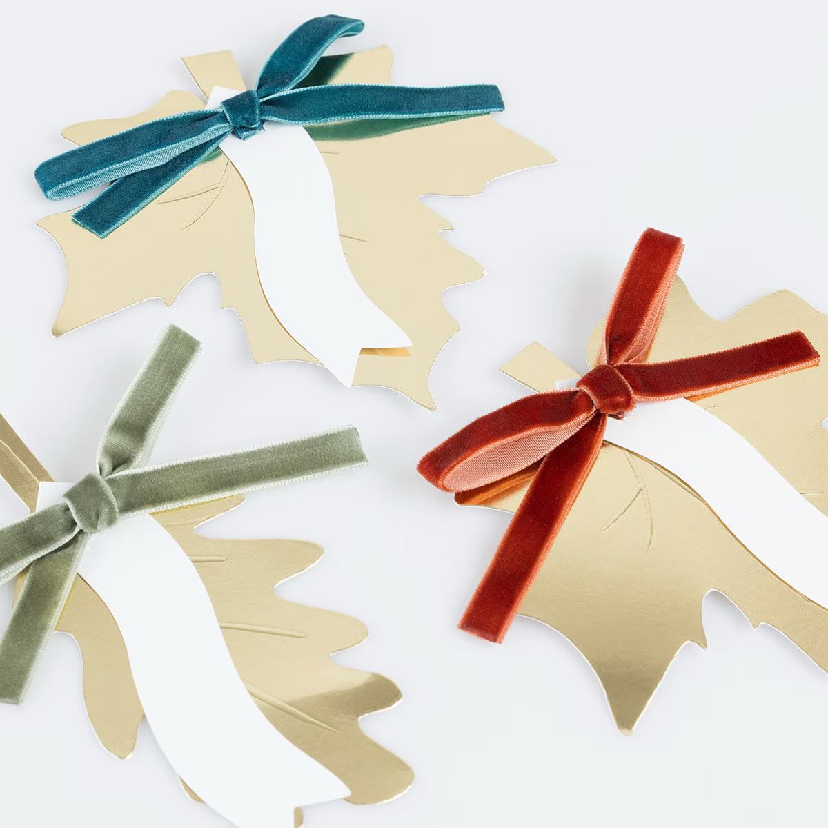 Gold Leaf Bow Place Cards (x 6)