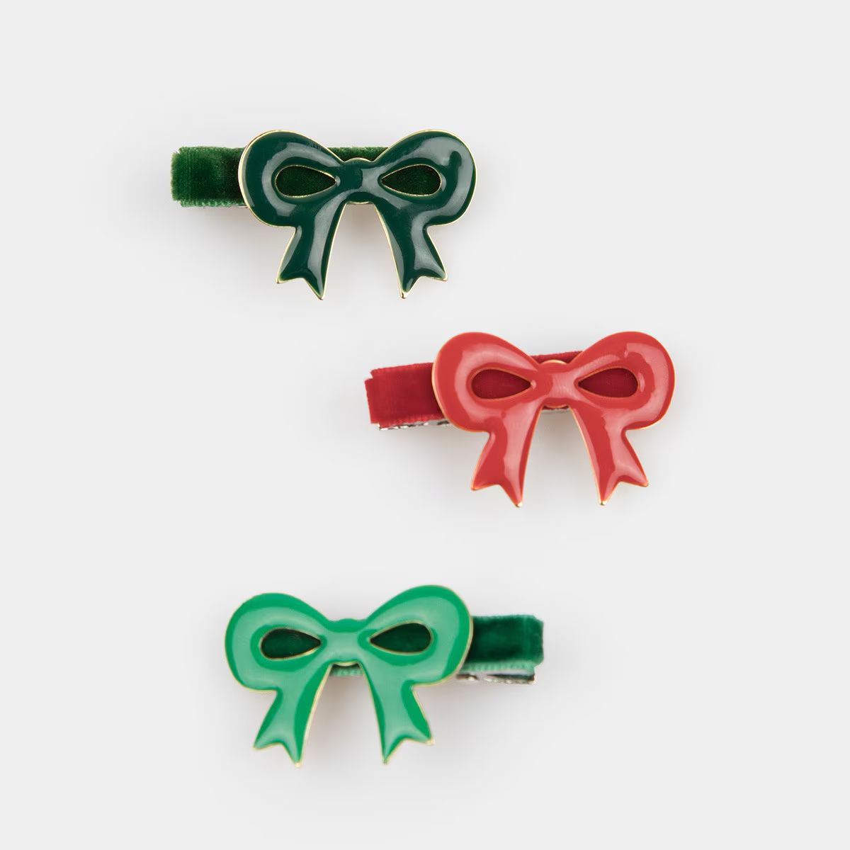 Enamel Bow Hair Clips (x 6)